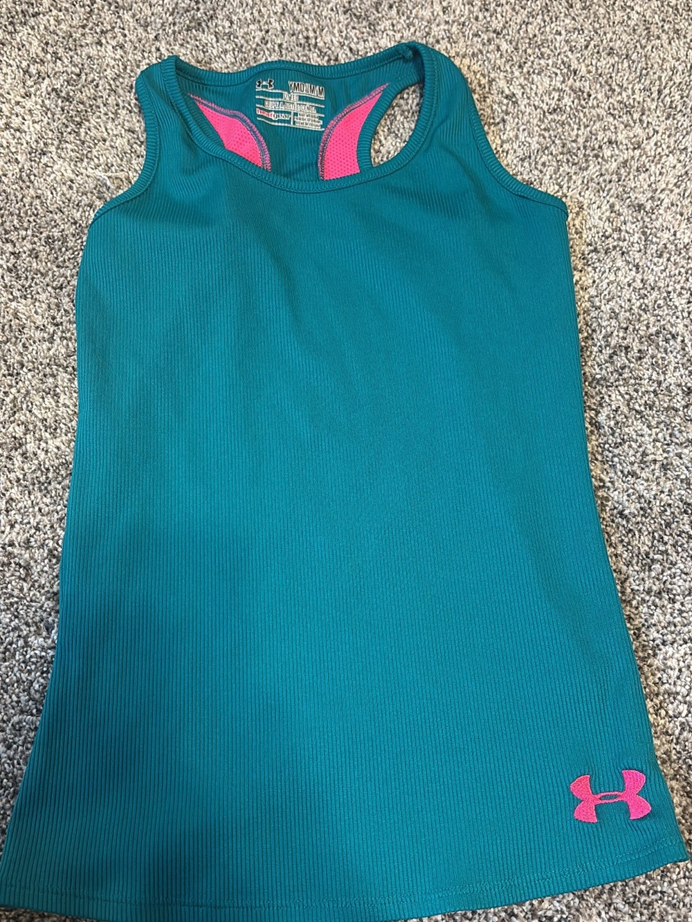 Under Armour Teal Tank Top with Pink Logo Accent